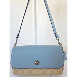 Coach(F59534) Signature Canvas Leather Crossbody bag Reversible Beige/Light Blue